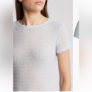 Frame NWOT Light Blue Mesh Baby Tee S